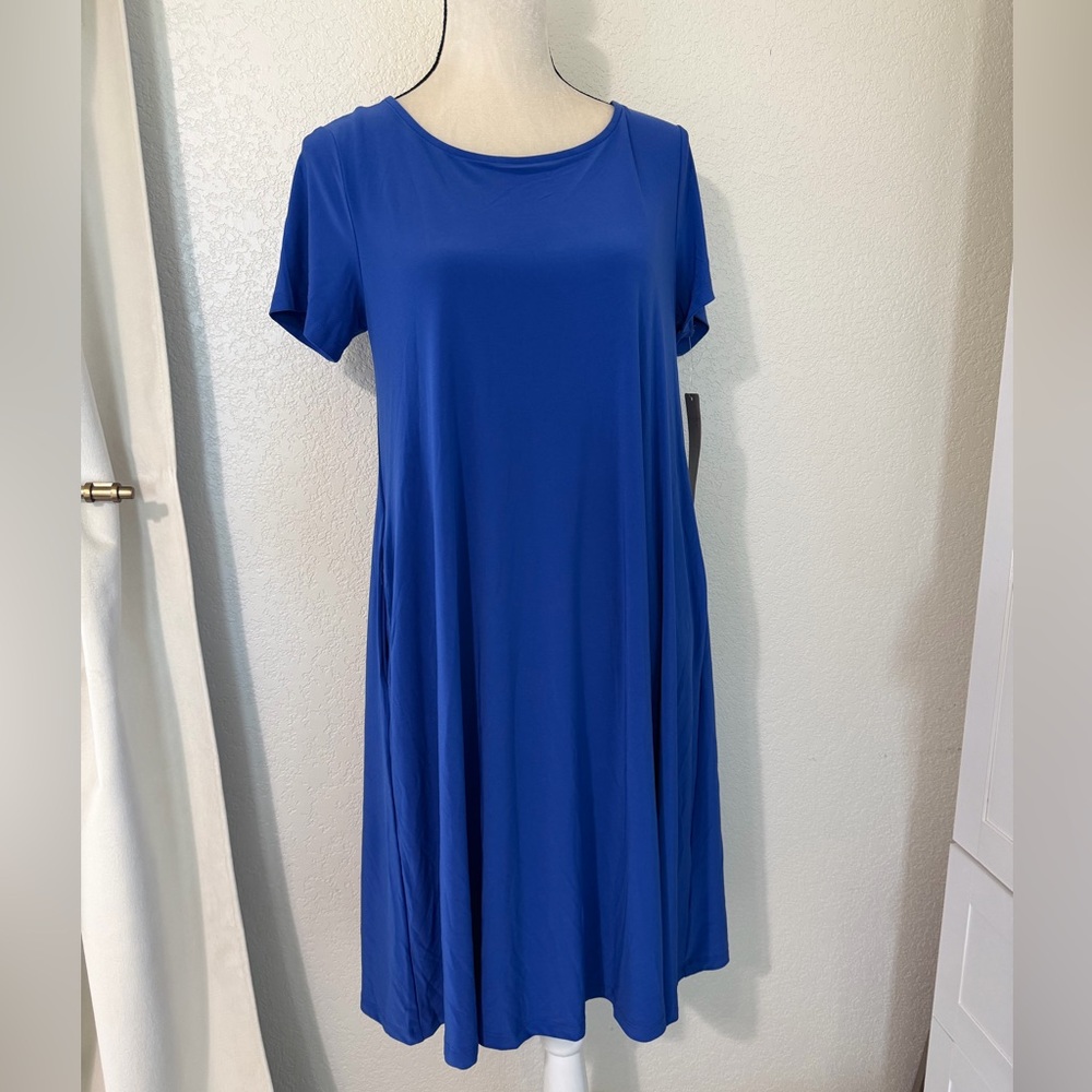 Nina Leonard Lace-Up Back Swing Dress, Size Medium